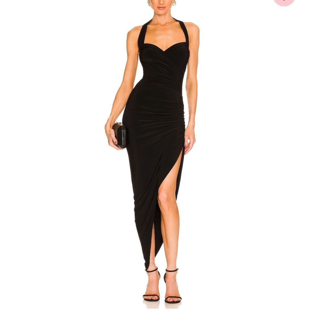 Revolve Norma Kamali Cayla side drape grown in black